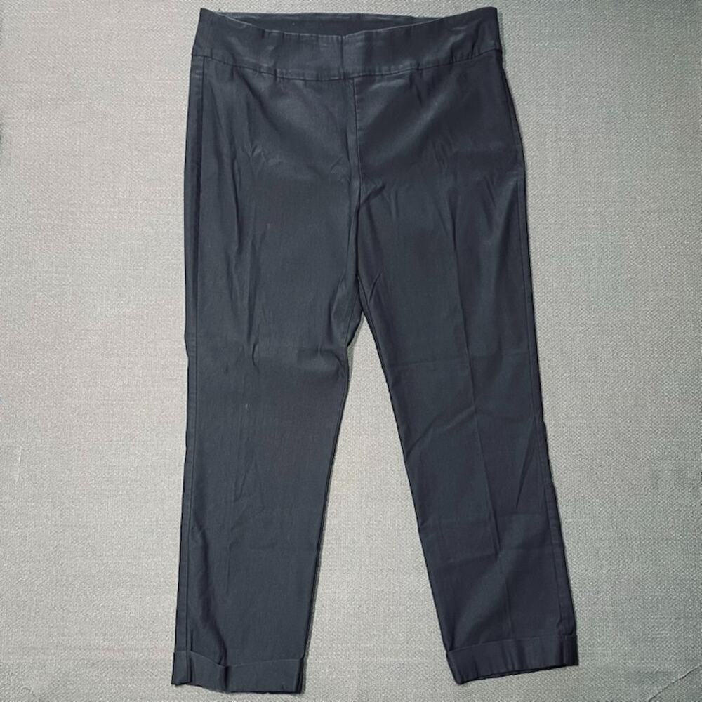 Women Tribal Career Flatten It Pants Sz 16 Gray Stretch Cuffed Office